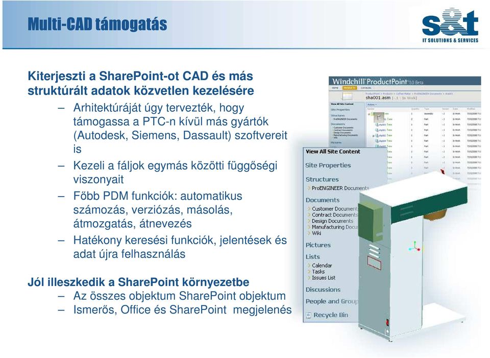 Fıbb PDM funkciók: automatikus számozás, verziózás, másolás, átmozgatás, átnevezés Hatékony keresési funkciók, jelentések és adat