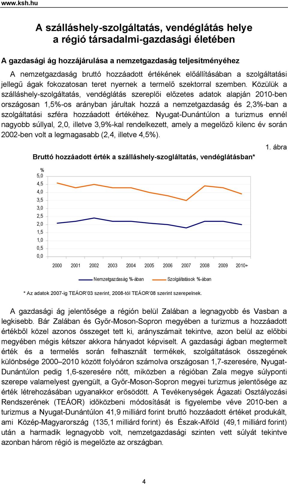 előállításában a szolgáltatási jellegű ágak fokozatosan teret nyernek a termelő szektorral szemben.