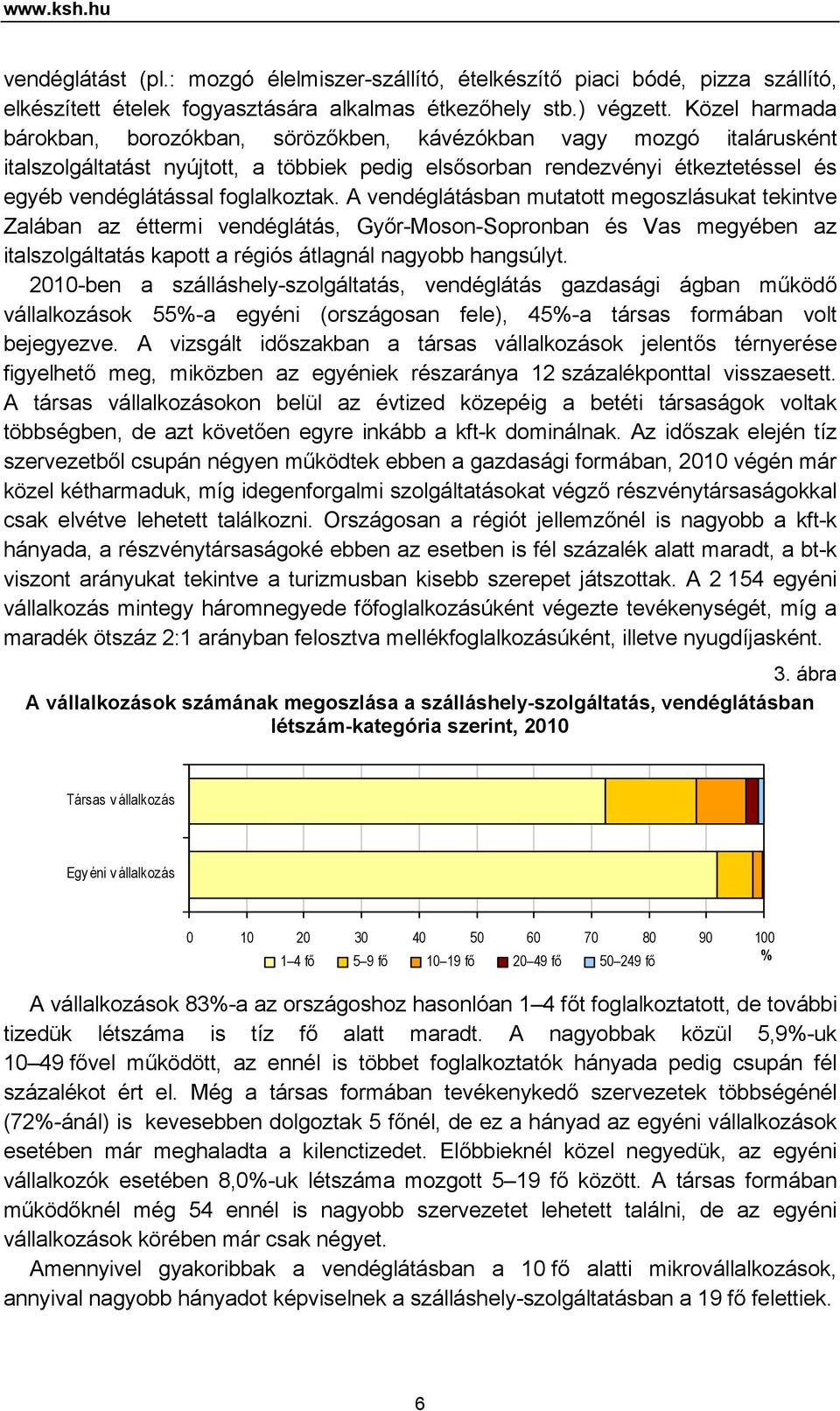 foglalkoztak. A vendéglátásban mutatott megoszlásukat tekintve Zalában az éttermi vendéglátás, Győr-Moson-Sopronban és Vas megyében az italszolgáltatás kapott a régiós átlagnál nagyobb hangsúlyt.