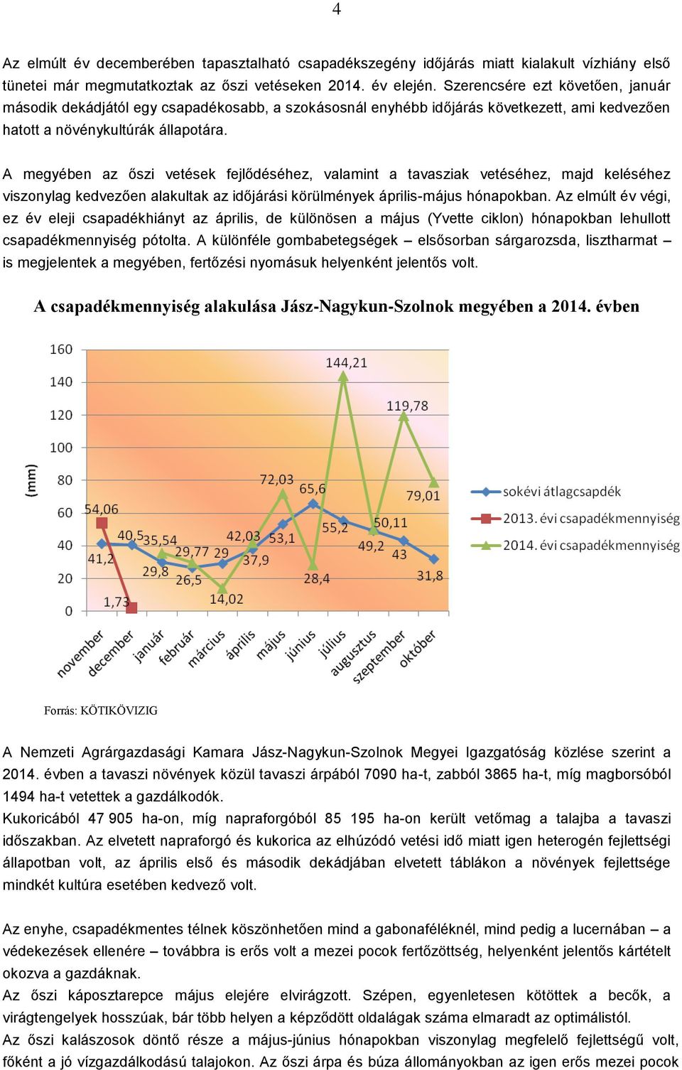 A megyében az őszi vetések fejlődéséhez, valamint a tavasziak vetéséhez, majd keléséhez viszonylag kedvezően alakultak az időjárási körülmények április-május hónapokban.