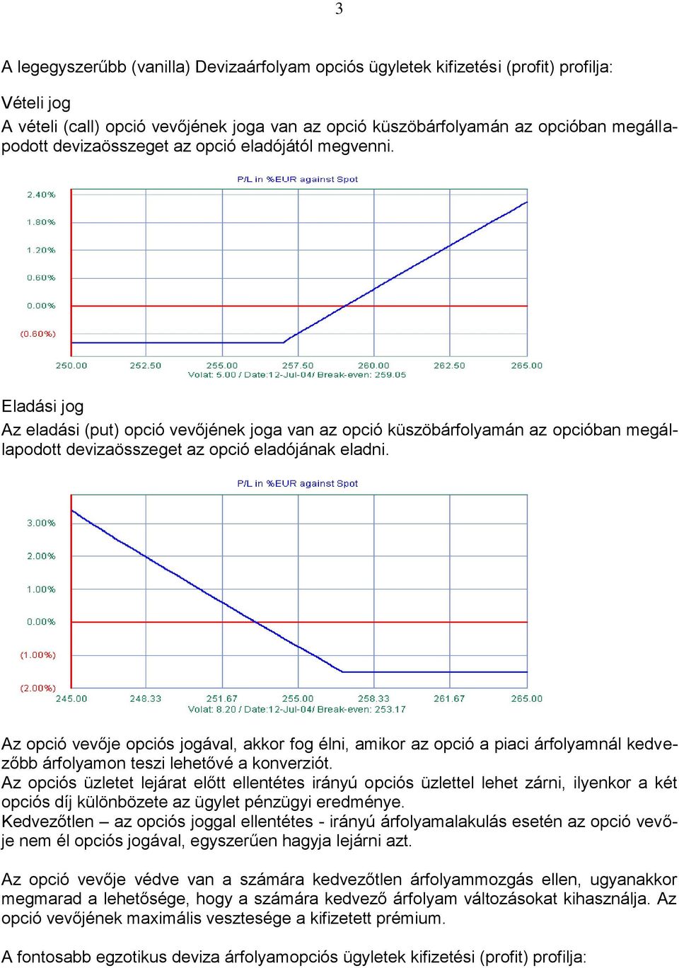 Az opció vevője opciós jogával, akkor fog élni, amikor az opció a piaci árfolyamnál kedvezőbb árfolyamon teszi lehetővé a konverziót.