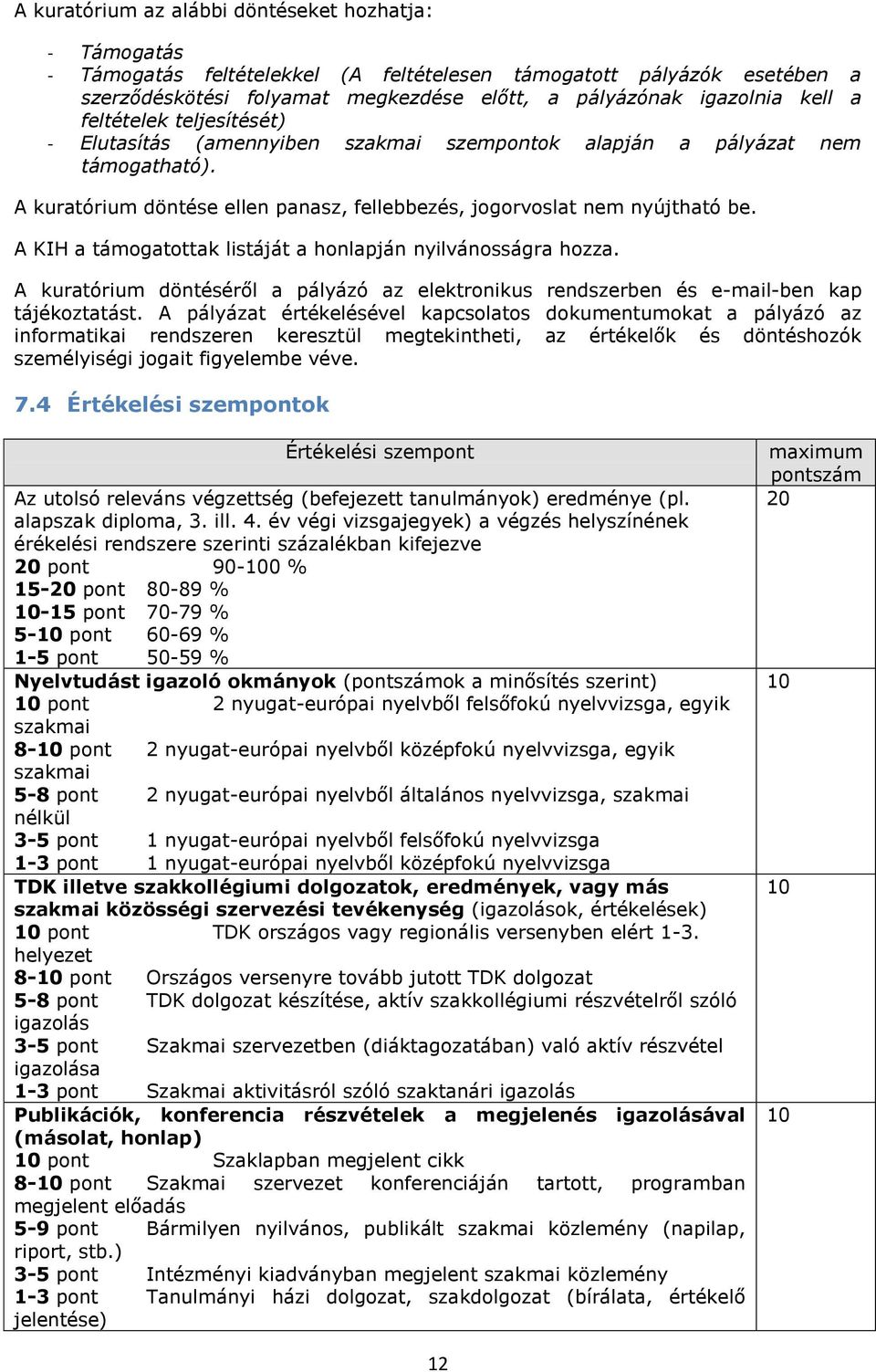 A KIH a támogatottak listáját a honlapján nyilvánosságra hozza. A kuratórium döntéséről a pályázó az elektronikus rendszerben és e-mail-ben kap tájékoztatást.