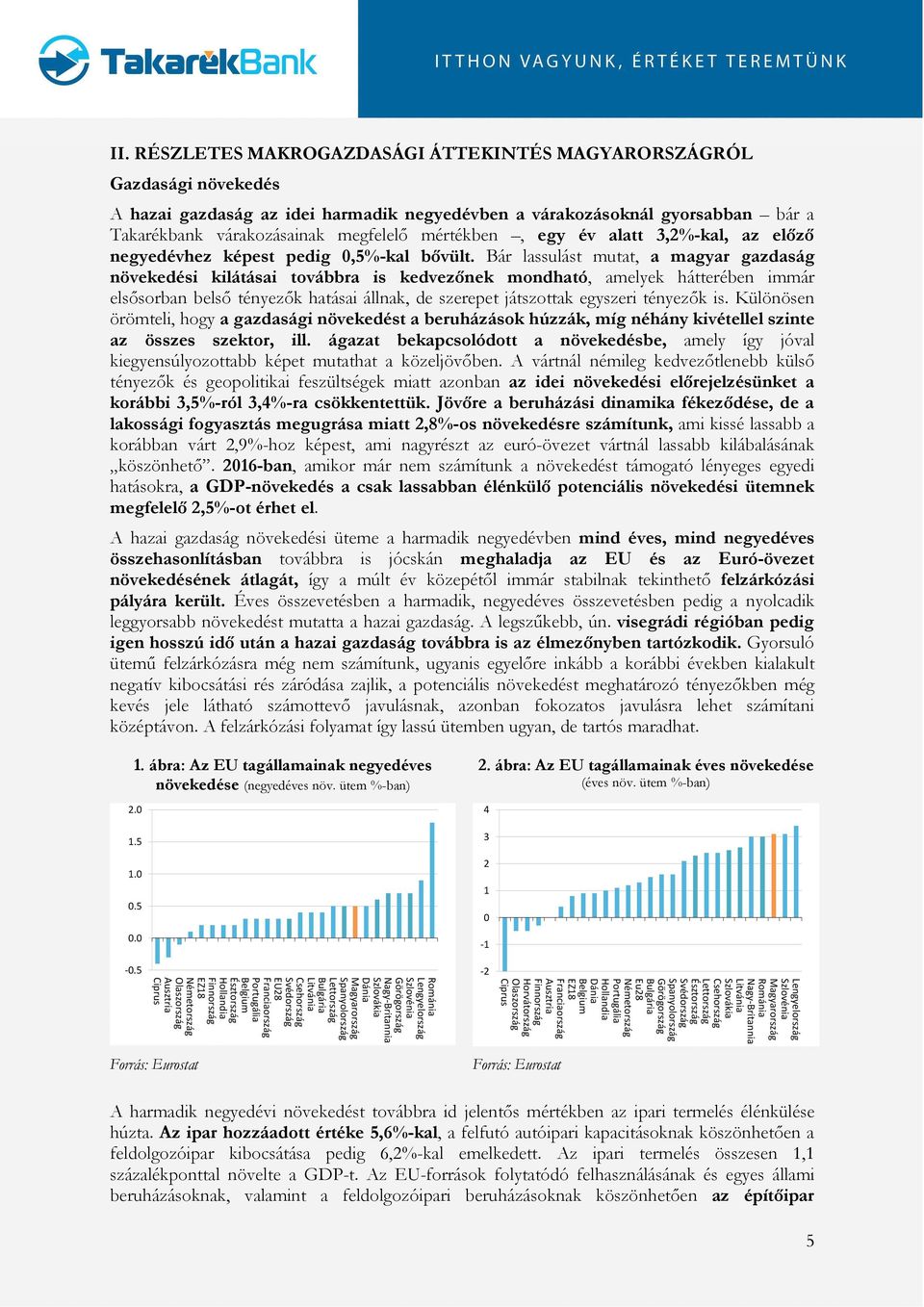 Bár lassulást mutat, a magyar gazdaság növekedési kilátásai továbbra is kedvezőnek mondható, amelyek hátterében immár elsősorban belső tényezők hatásai állnak, de szerepet játszottak egyszeri