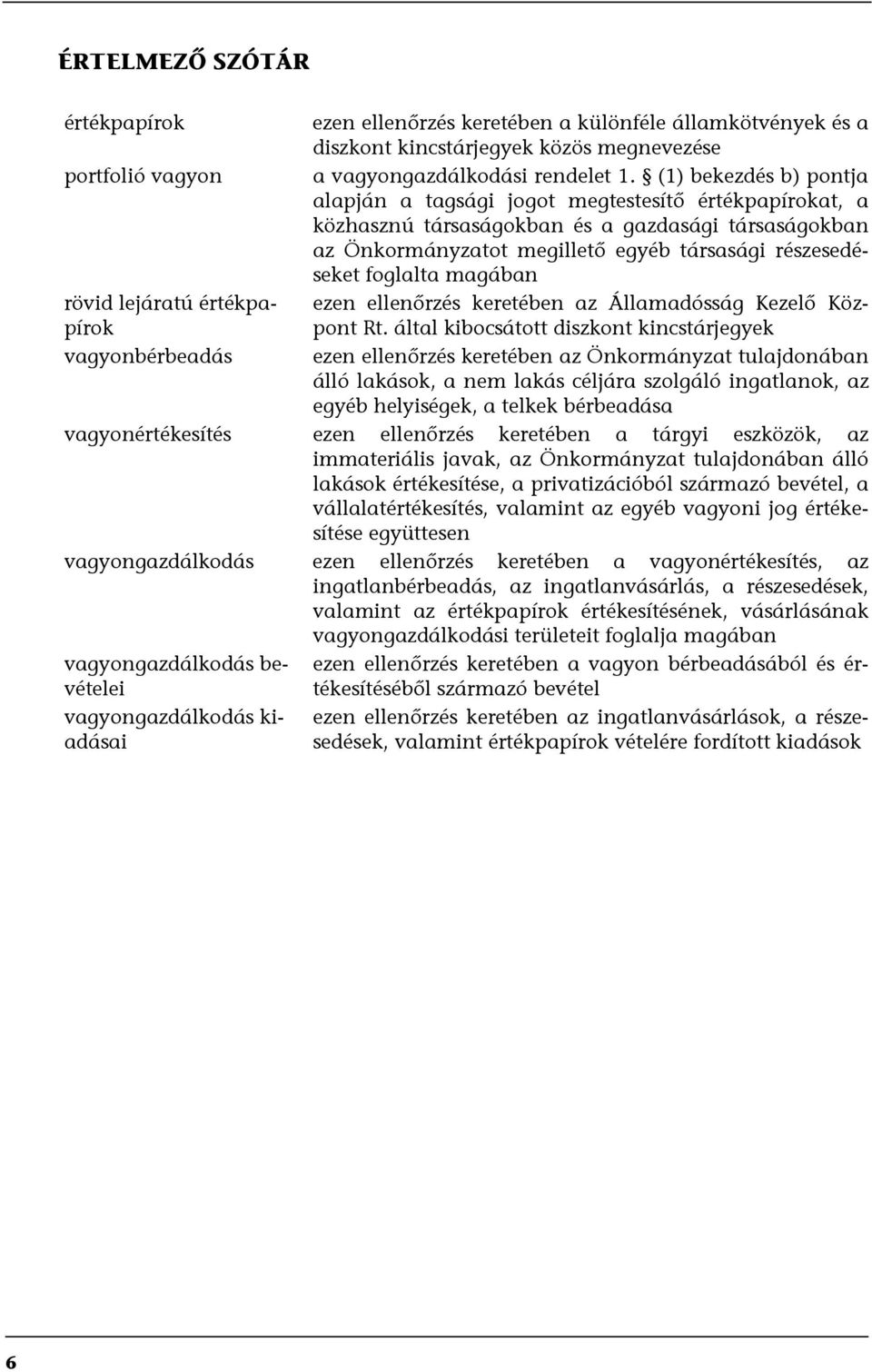 (1) bekezdés b) pontja alapján a tagsági jogot megtestesítő értékpapírokat, a közhasznú társaságokban és a gazdasági társaságokban az Önkormányzatot megillető egyéb társasági részesedéseket foglalta