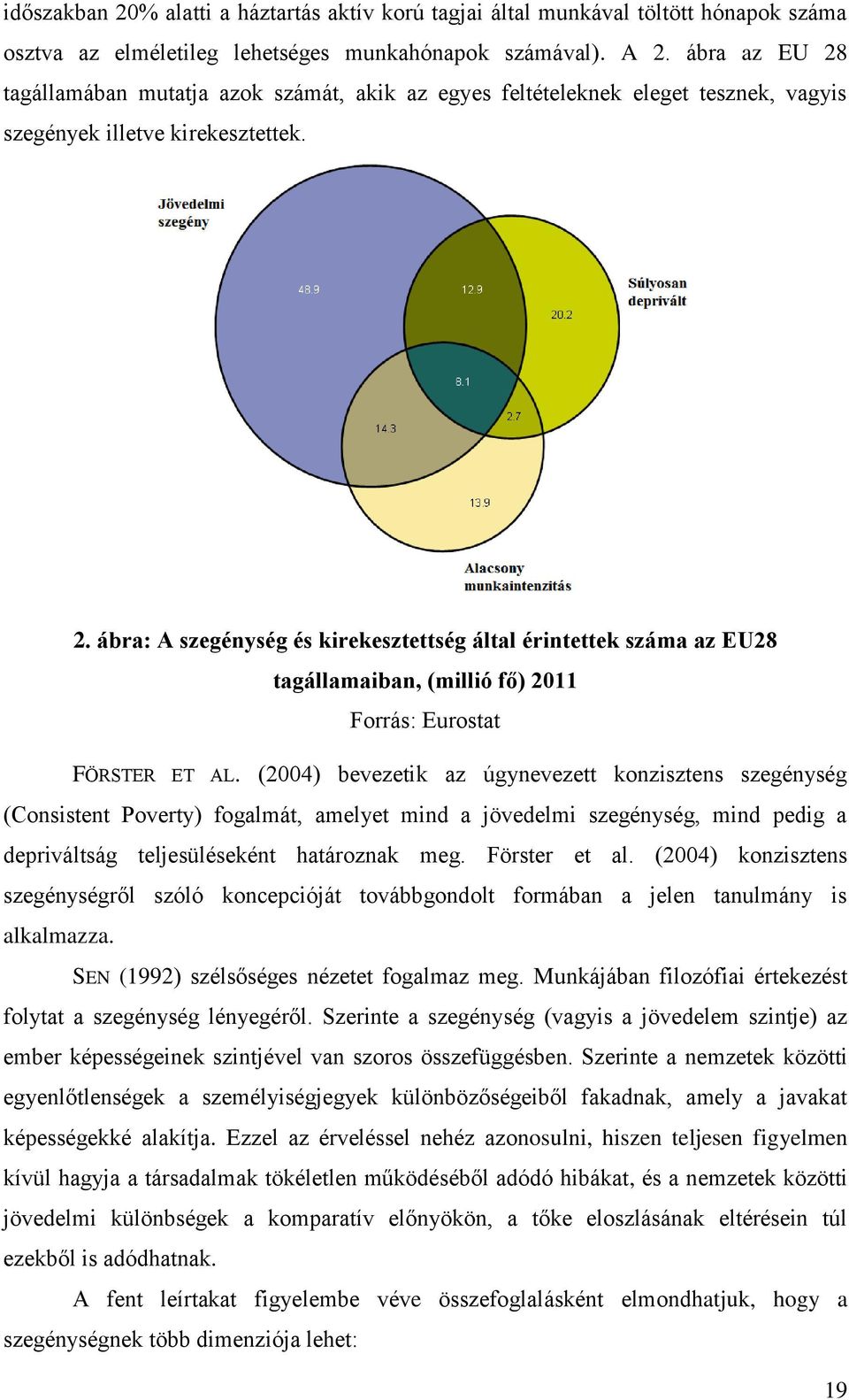 (2004) bevezetik az úgynevezett konzisztens szegénység (Consistent Poverty) fogalmát, amelyet mind a jövedelmi szegénység, mind pedig a depriváltság teljesüléseként határoznak meg. Förster et al.