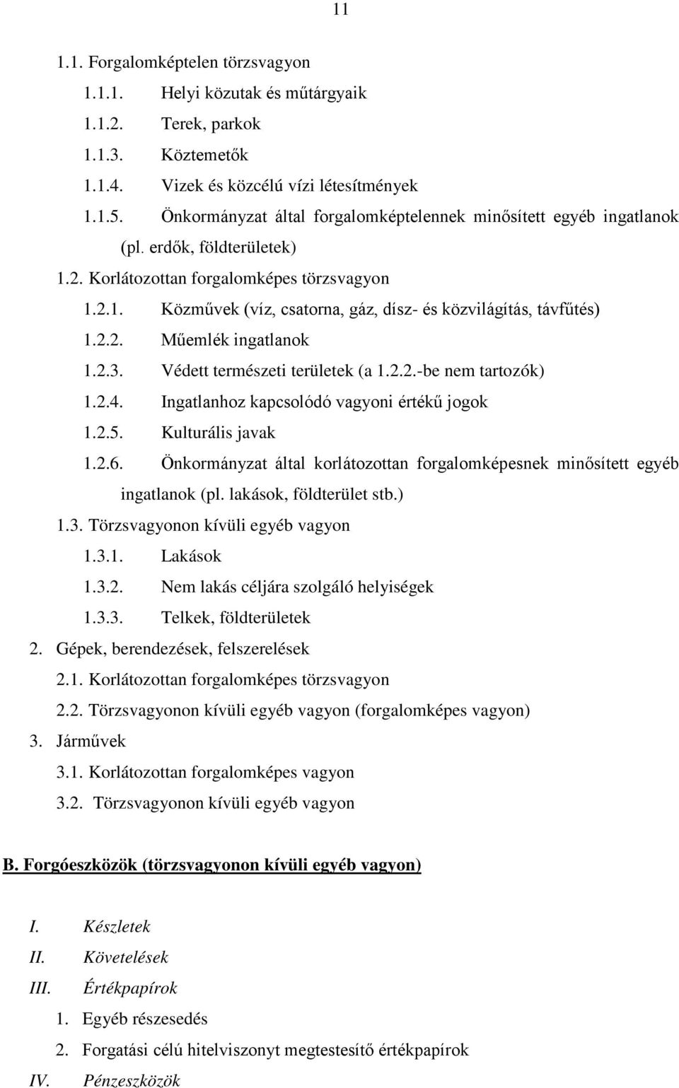 2.2. Műemlék ingatlanok 1.2.3. Védett természeti területek (a 1.2.2.-be nem tartozók) 1.2.4. Ingatlanhoz kapcsolódó vagyoni értékű jogok 1.2.5. Kulturális javak 1.2.6.