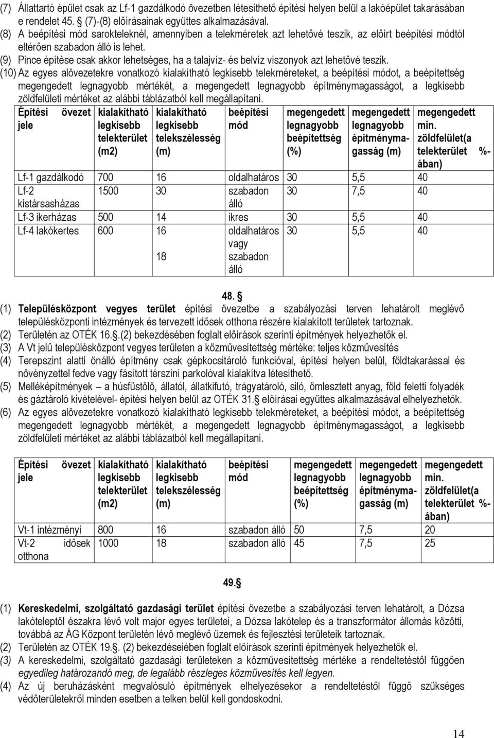 (9) Pince építése csak akkor lehetséges, ha a talajvíz- és belvíz viszonyok azt lehetővé teszik.