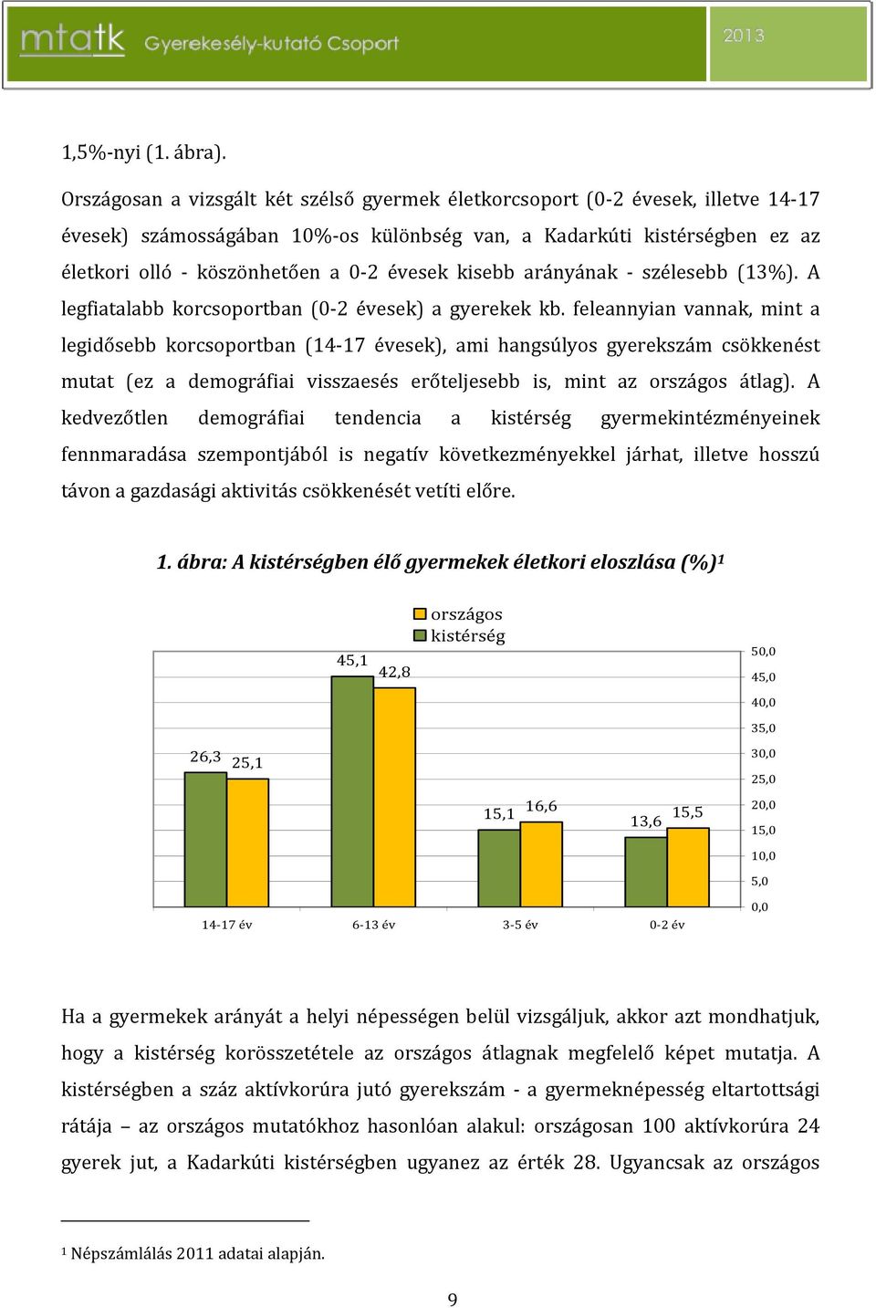 kisebb arányának - szélesebb (13%). A legfiatalabb korcsoportban (0-2 évesek) a gyerekek kb.