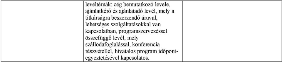 kapcsolatban, programszervezéssel összefüggő levél, mely