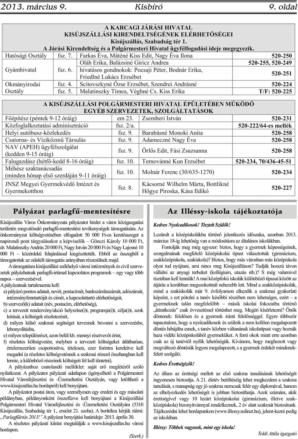 Az önkormányzat költségvetésében elfogadott 50 000 Ft-os keretösszeget a napirendi pont tárgyalásakor a képviselők Gönczi Károly 10 000 Ft, dr.