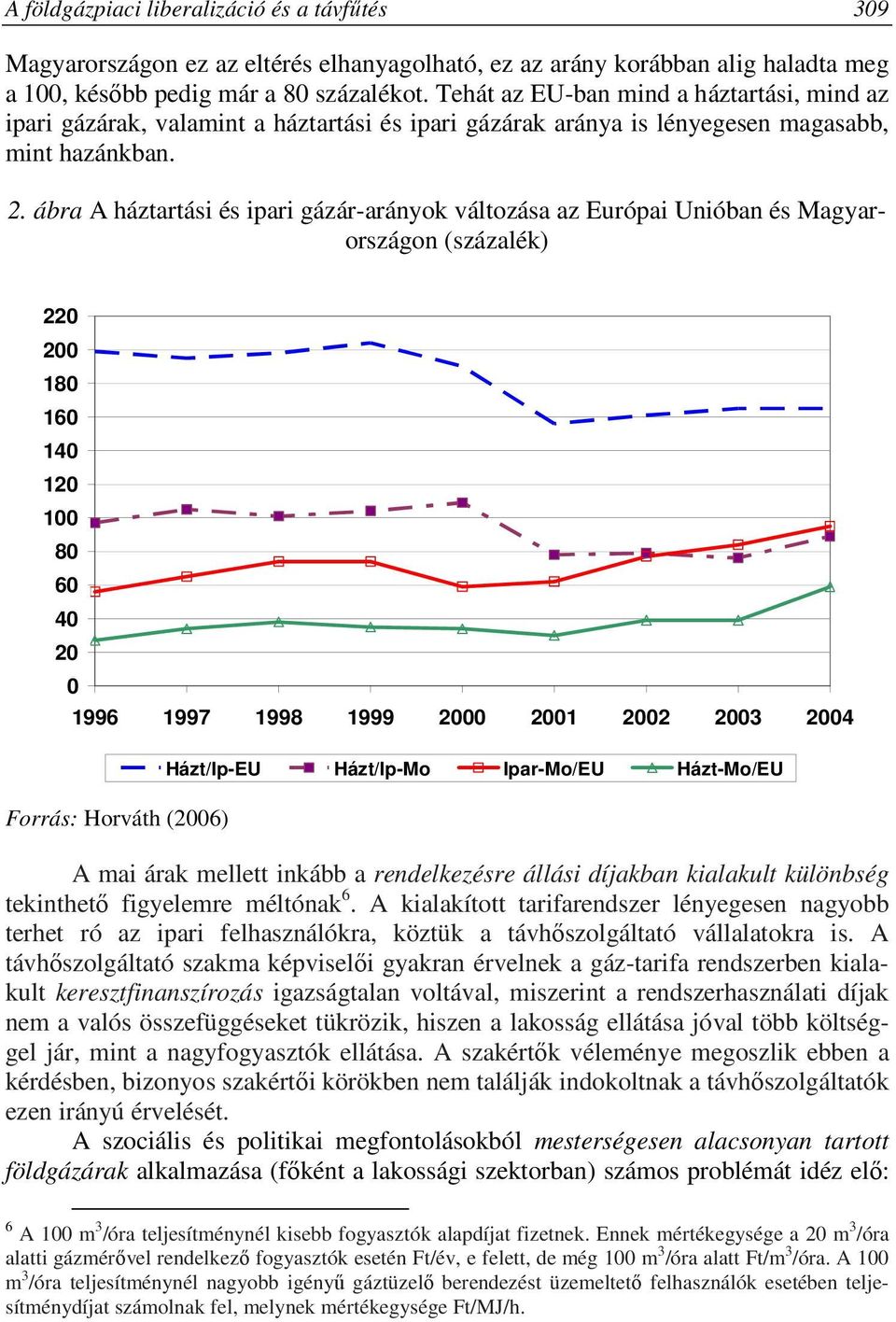 ábra A háztartási és ipari gázár-arányok változása az Európai Unióban és Magyarországon (százalék) 220 200 180 160 140 120 100 80 60 40 20 0 1996 1997 1998 1999 2000 2001 2002 2003 2004 Forrás: