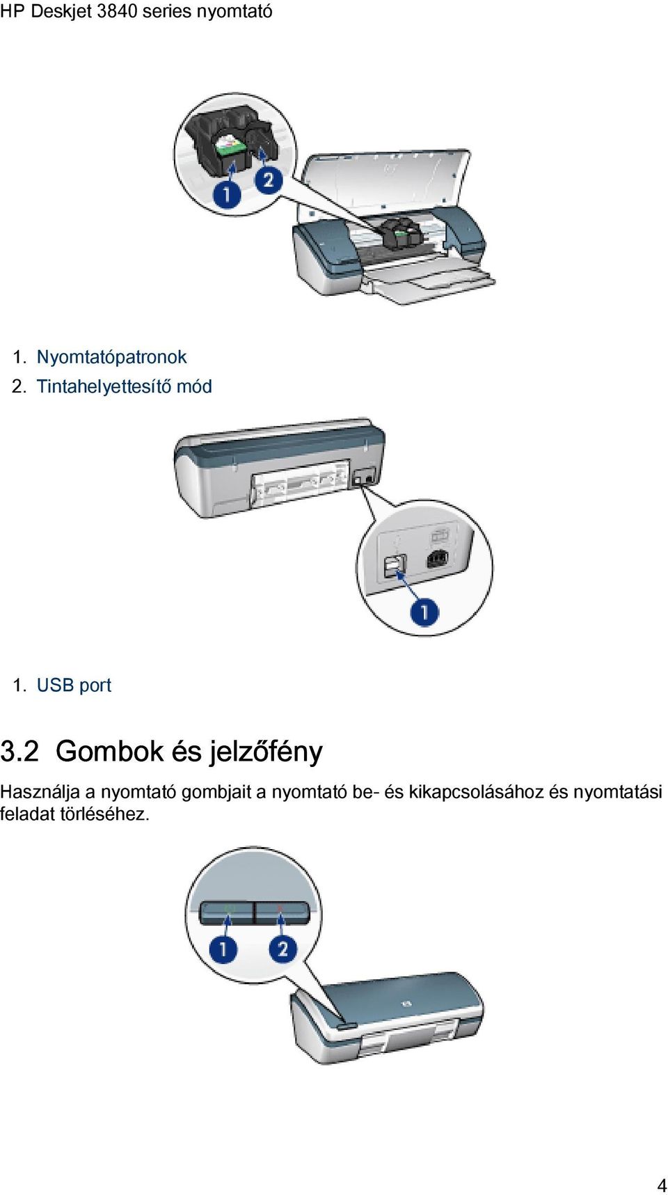 2 Gombok és jelzőfény Használja a nyomtató