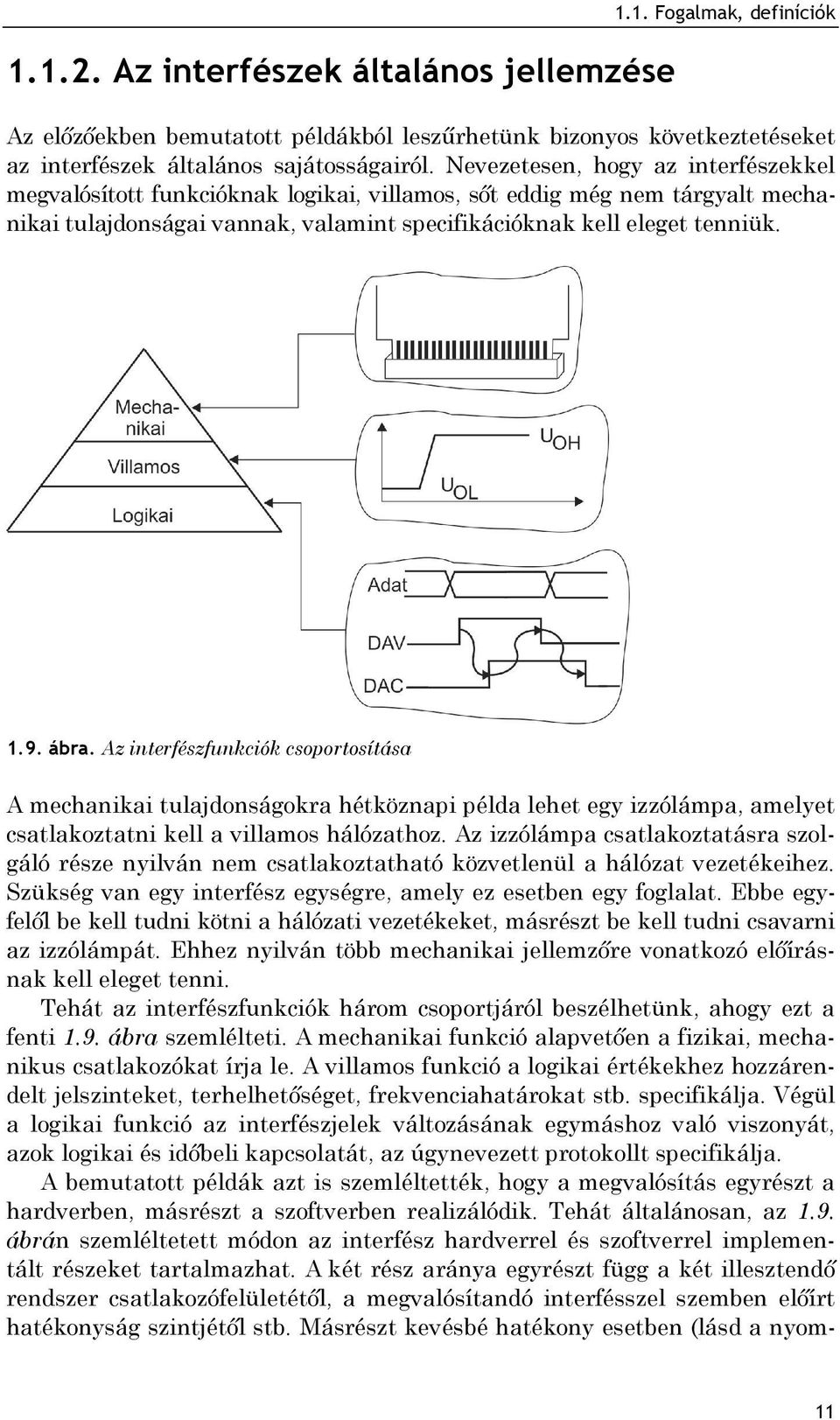 Az interfészfunkciók csoportosítása A mechanikai tulajdonságokra hétköznapi példa lehet egy izzólámpa, amelyet csatlakoztatni kell a villamos hálózathoz.