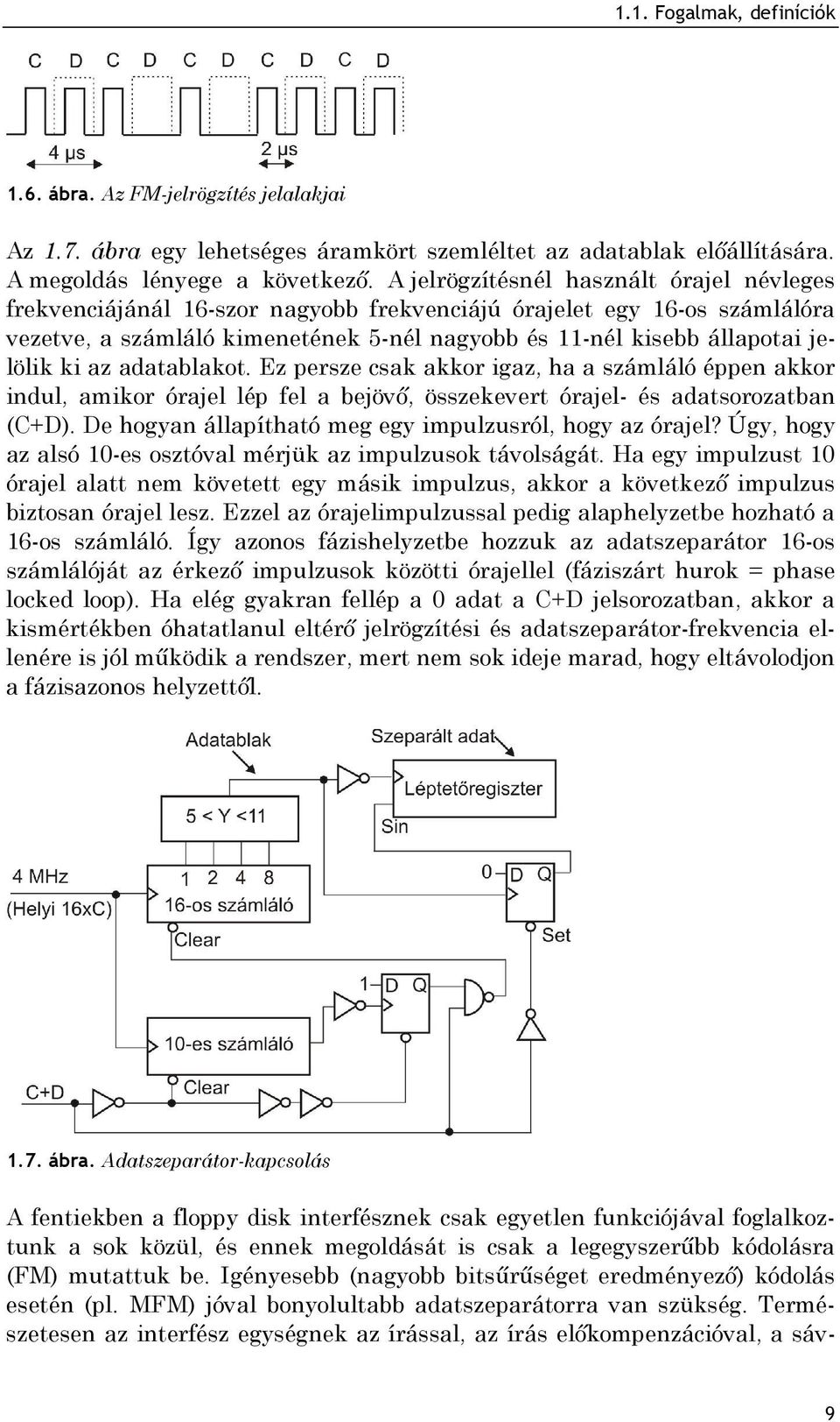 ki az adatablakot. Ez persze csak akkor igaz, ha a számláló éppen akkor indul, amikor órajel lép fel a bejövő, összekevert órajel- és adatsorozatban (C+D).