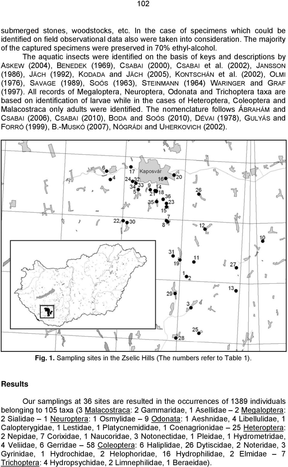 The aquatic insects were identified on the basis of keys and descriptions by ASKEW (2004), BENEDEK (1969), CSABAI (2000), CSABAI et al.