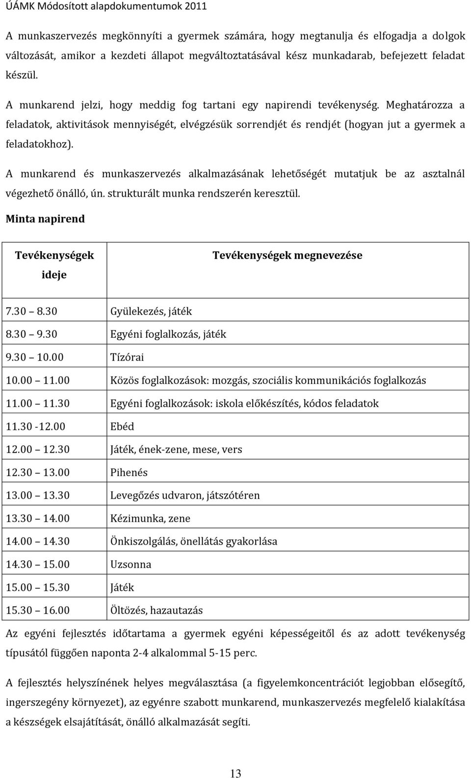 A munkarend és munkaszervezés alkalmazásának lehetőségét mutatjuk be az asztalnál végezhető önálló, ún. strukturált munka rendszerén keresztül.