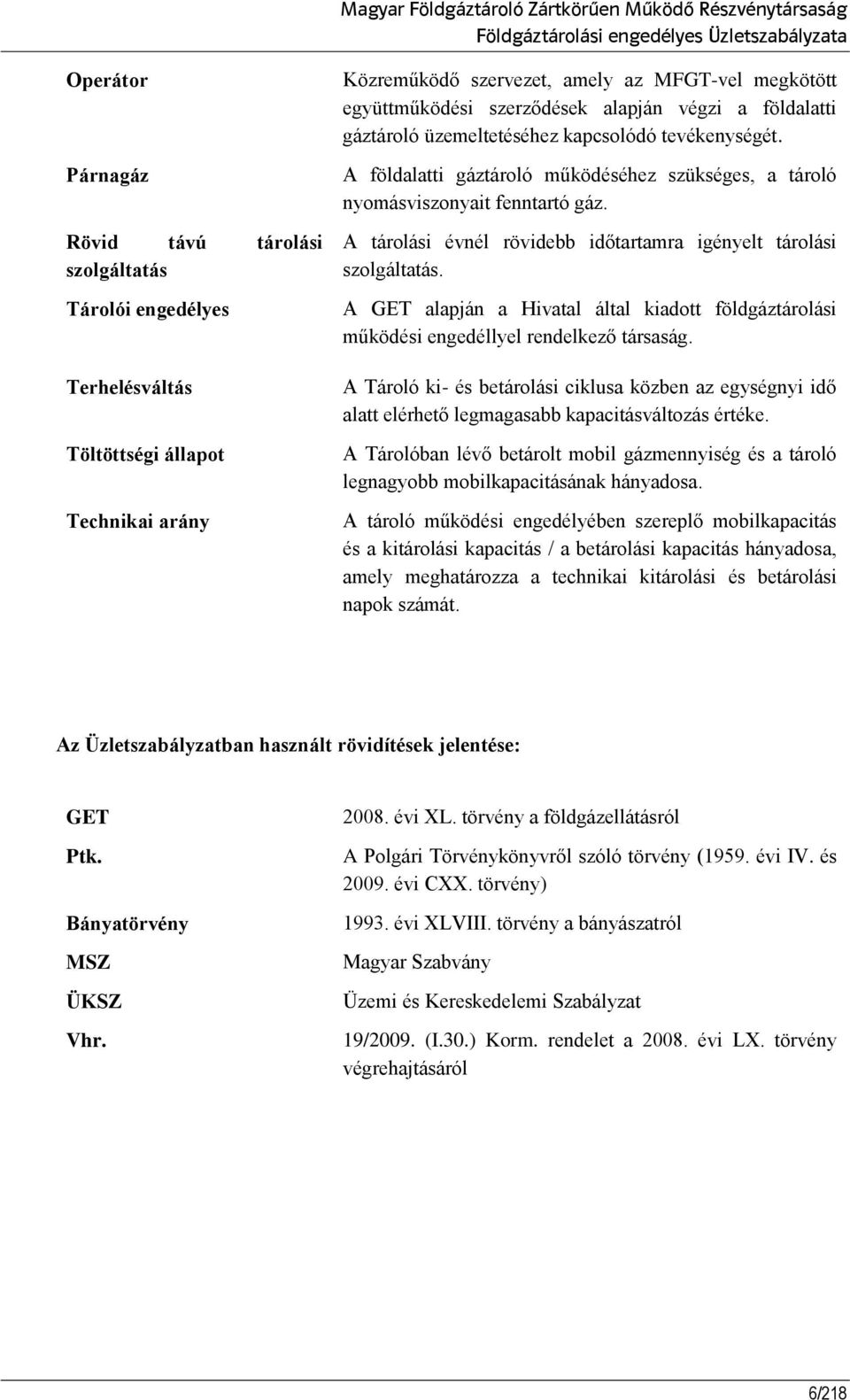 A földalatti gáztároló működéséhez szükséges, a tároló nyomásviszonyait fenntartó gáz. A tárolási évnél rövidebb időtartamra igényelt tárolási szolgáltatás.