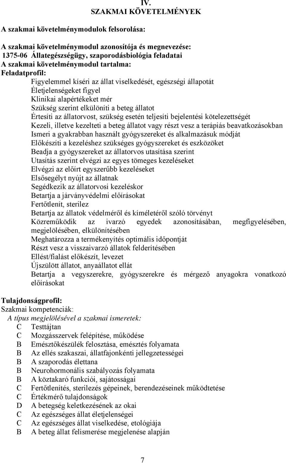 állat viselkedését, egészségi állapotát Életjelenségeket figyel Klinikai alapértékeket mér Szükség szerint elkülöníti a beteg állatot Értesíti az állatorvost, szükség esetén teljesíti bejelentési