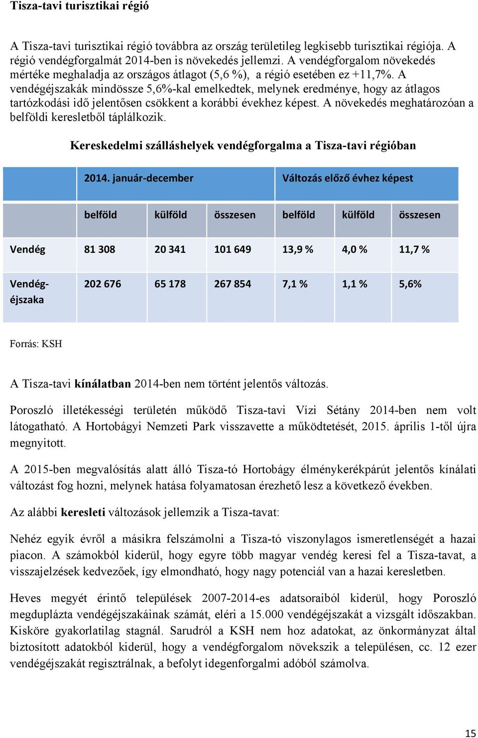 A vendégéjszakák mindössze 5,6%-kal emelkedtek, melynek eredménye, hogy az átlagos tartózkodási idő jelentősen csökkent a korábbi évekhez képest.