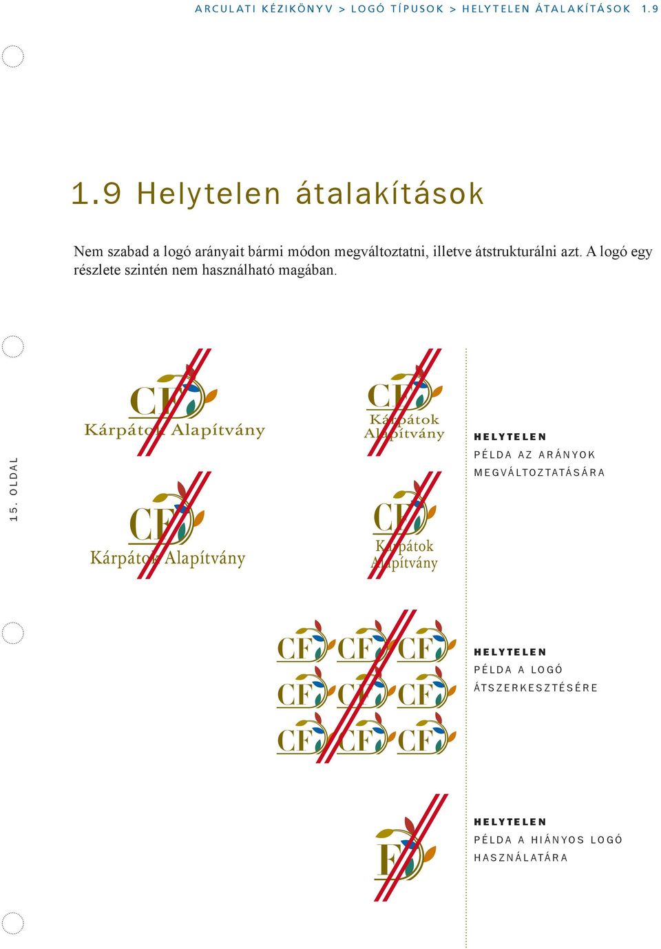 A any logó struktures from szintén the logotype. nem használható The use of magában. uncomplet logotype is not permitted too. See egy részlete pictures. P 15.