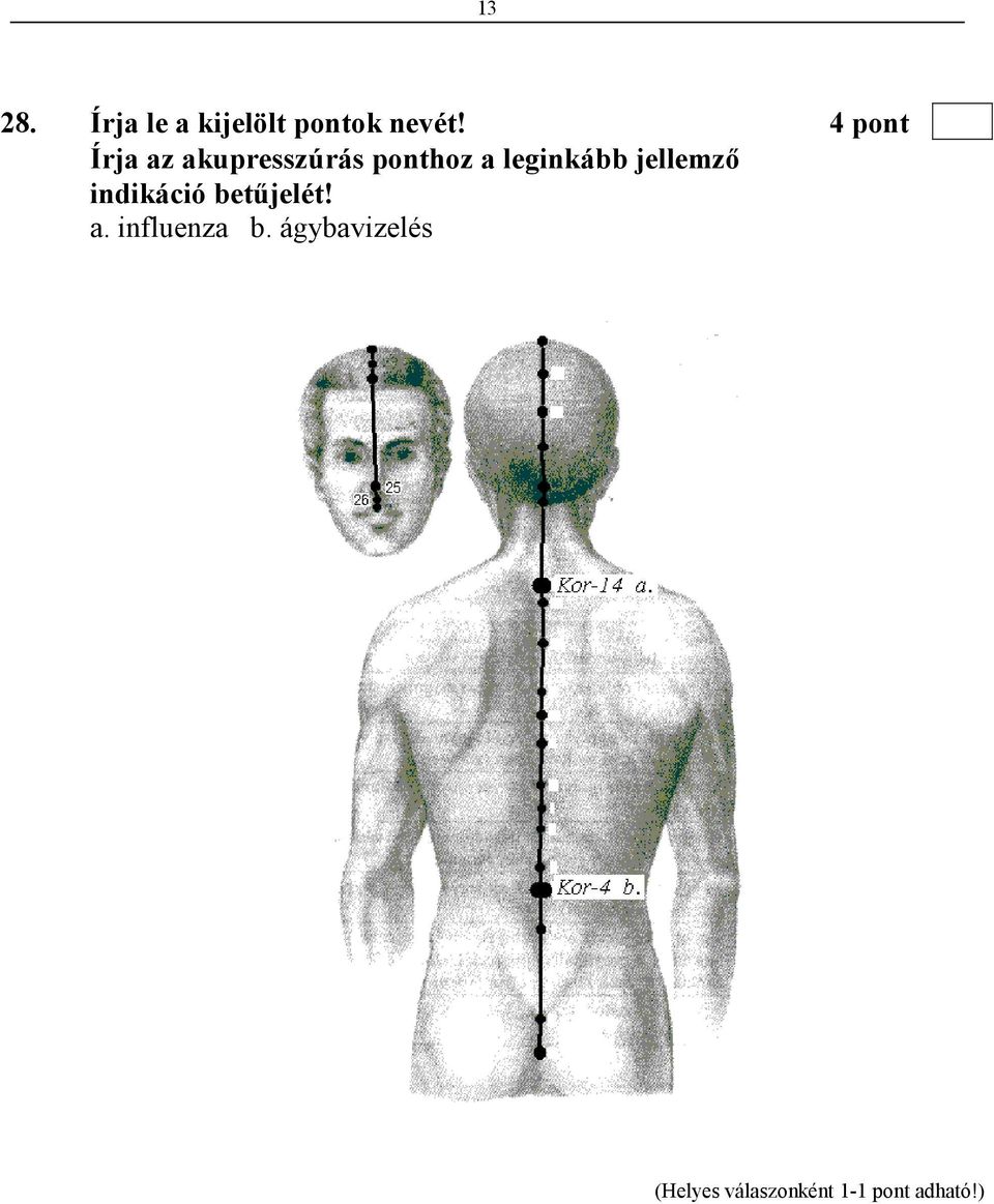4 pont Írja az akupresszúrás ponthoz