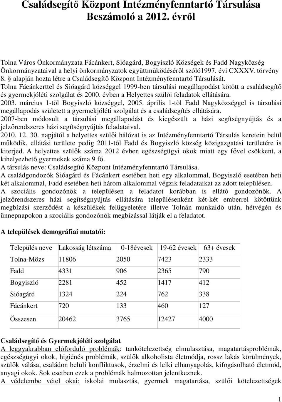 alapján hozta létre a Családsegítő Központ Intézményfenntartó Társulását.