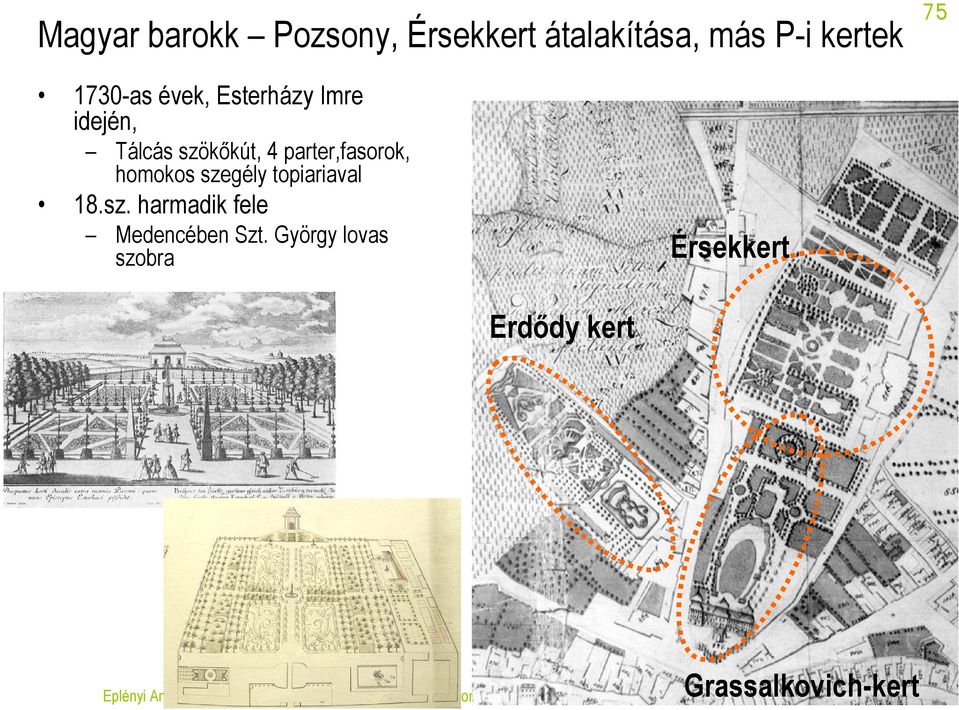 parter,fasorok, homokos szegély topiariaval 18.sz. harmadik fele Medencében Szt.