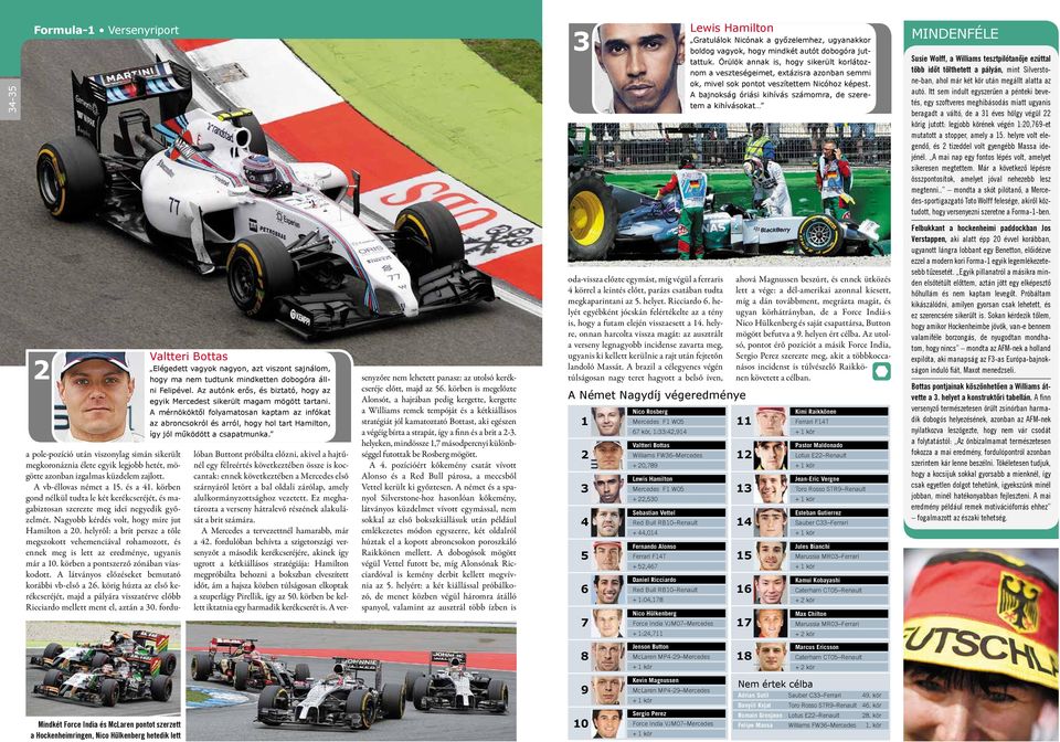 A bajnokság óriási kihívás számomra, de szeretem a kihívásokat MINDENFÉLE Susie Wolff, a Williams tesztpilótanője ezúttal több időt tölthetett a pályán, mint Silverstone-ban, ahol már két kör után