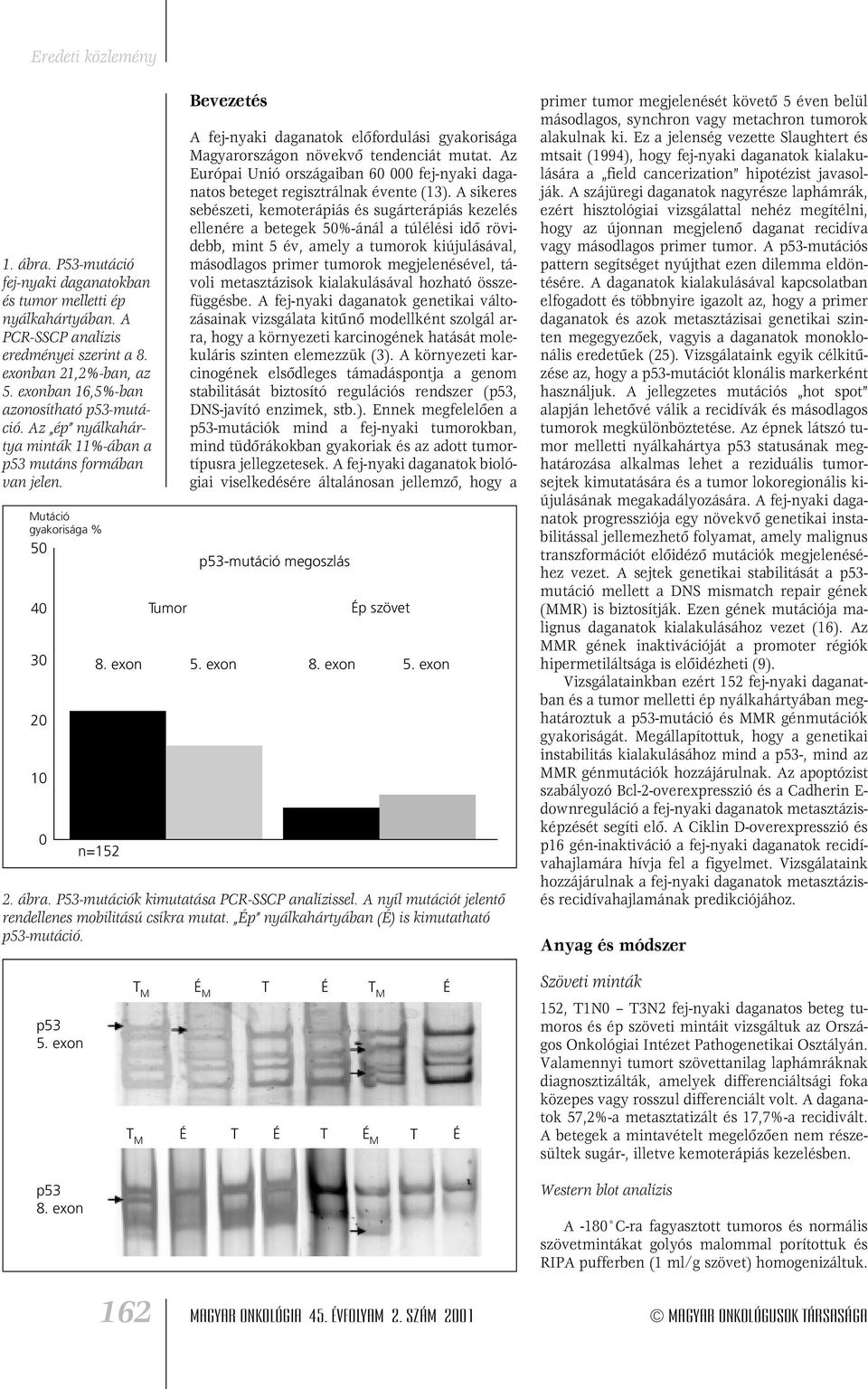 exon n=152 Tumor Bevezetés A fej-nyaki daganatok elôfordulási gyakorisága Magyarországon növekvô tendenciát mutat. Az Európai Unió országaiban 6 fej-nyaki daganatos beteget regisztrálnak évente (13).