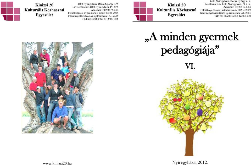 A minden gyermek pedagógiája VI. www.kinizsi20.hu Nyíregyháza, 2012.