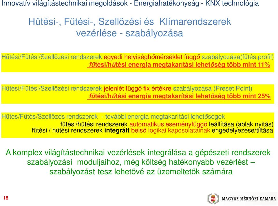 ség több mint 25% tés/f tés/szell zés rendszerek - további energia megtakarítási lehet ségek tési/h tési rendszerek automatikus eseményfügg leállítása (ablak nyitás) tési / h tési rendszerek