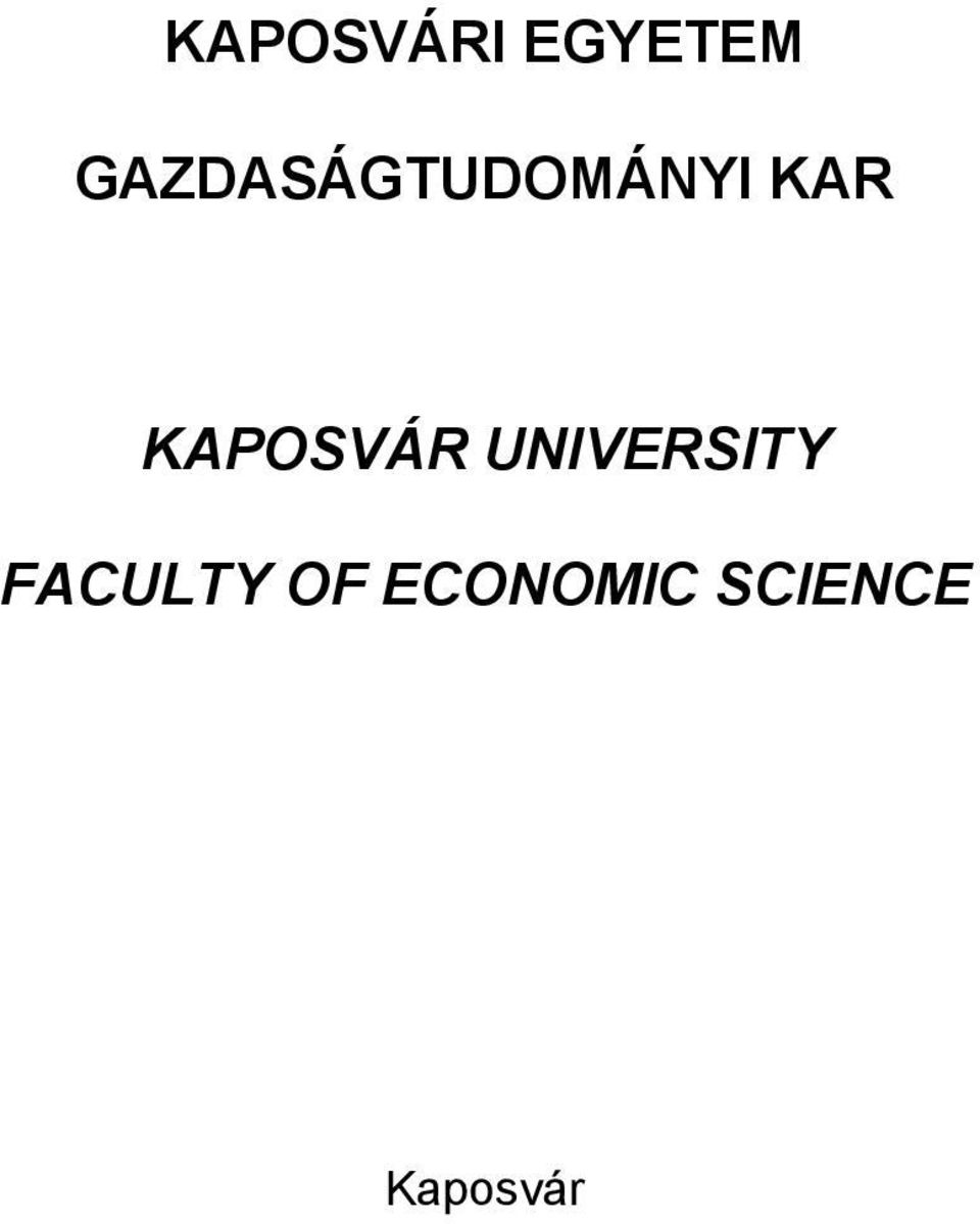 KAPOSVÁR UNIVERSITY