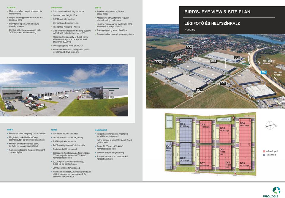 system to 5 C with outside temp. of -5 C Floor loading capacity of 5,000 kg/m² with an average one rack point load of approx.