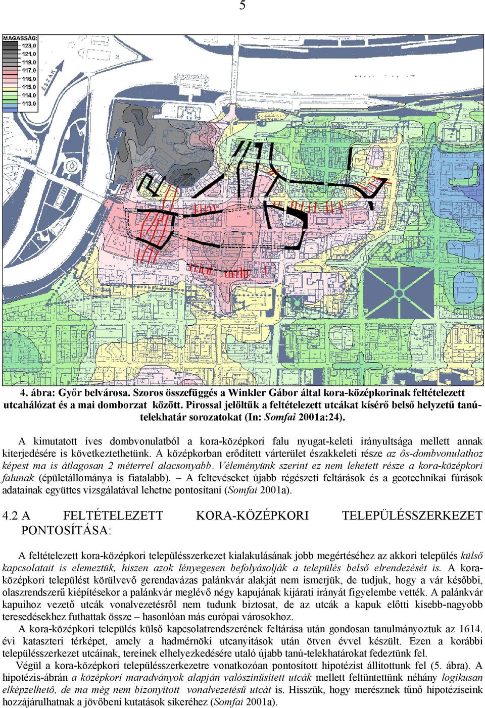 A kimutatott íves dombvonulatból a kora-középkori falu nyugat-keleti irányultsága mellett annak kiterjedésére is következtethetünk.