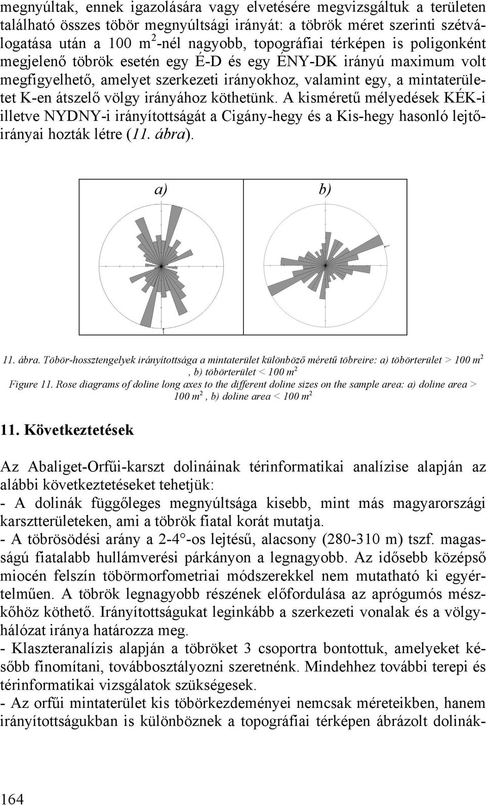 köthetünk. A kisméretű mélyedések KÉK-i illetve NYDNY-i irányítottságát a Cigány-hegy és a Kis-hegy hasonló lejtőirányai hozták létre (11. ábra)