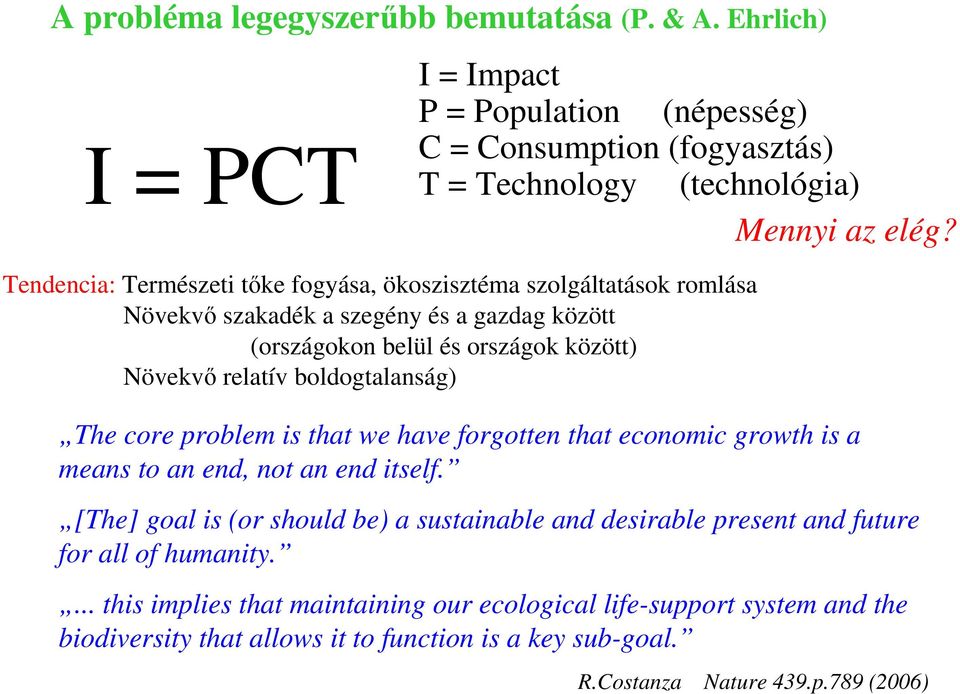 boldogtalanság) The core problem is that we have forgotten that economic growth is a means to an end, not an end itself.