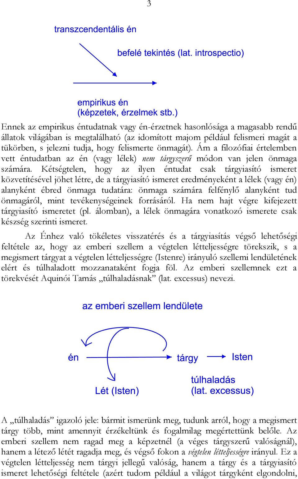 Kétségtelen, hogy az ilyen éntudat csak tárgyiasító ismeret közvetítésével jöhet létre, de a tárgyiasító ismeret eredményeként a lélek (vagy én) alanyként ébred önmaga tudatára: önmaga számára