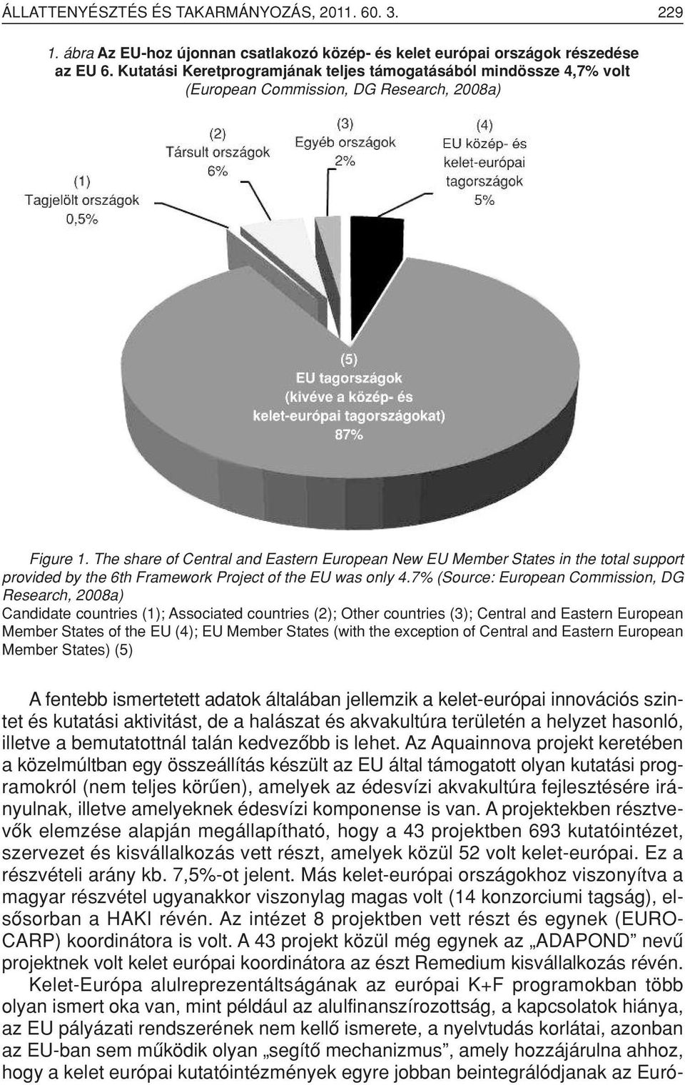 The share of Central and Eastern European New EU Member States in the total support provided by the 6th Framework Project of the EU was only 4.