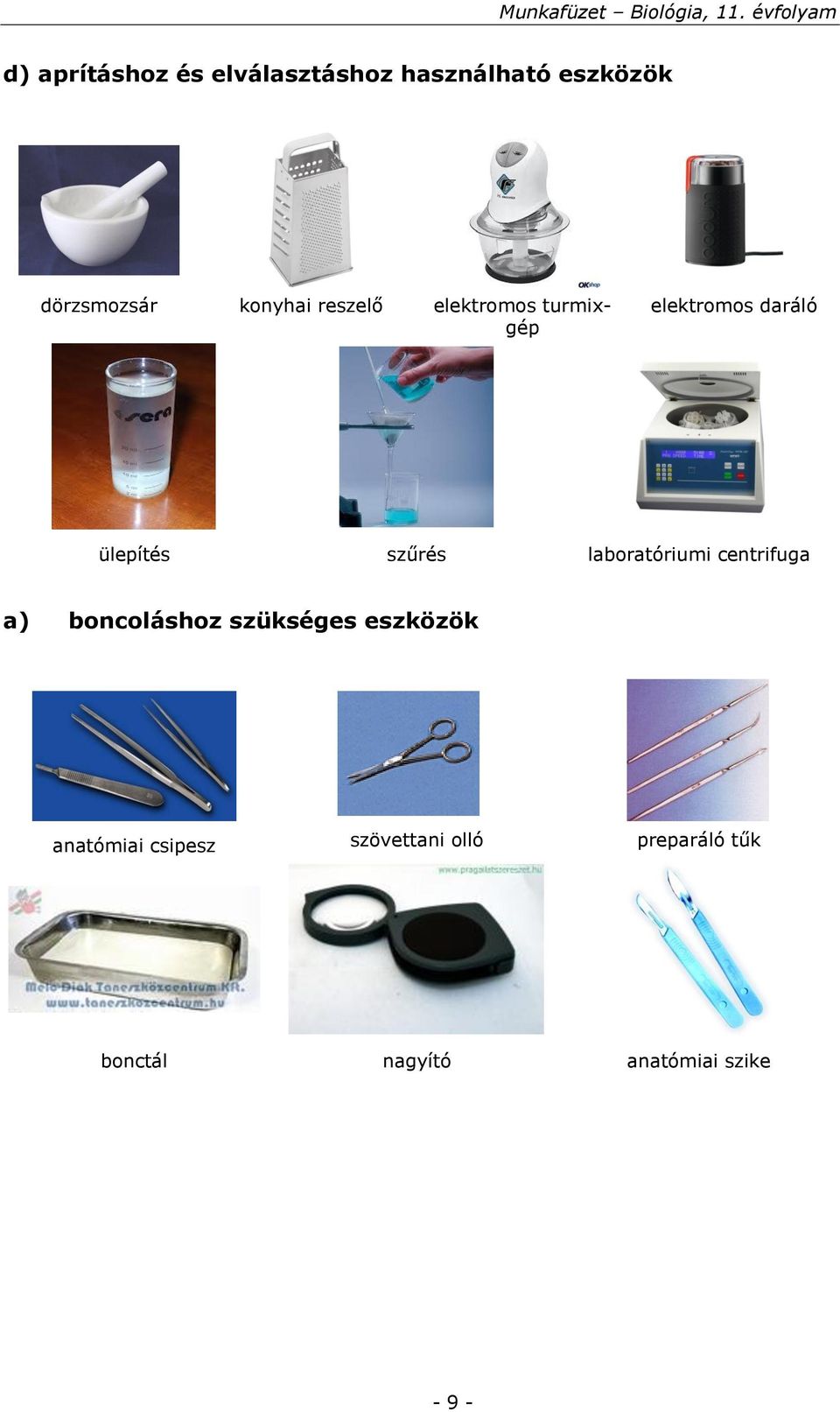 szűrés laboratóriumi centrifuga a) boncoláshoz szükséges eszközök