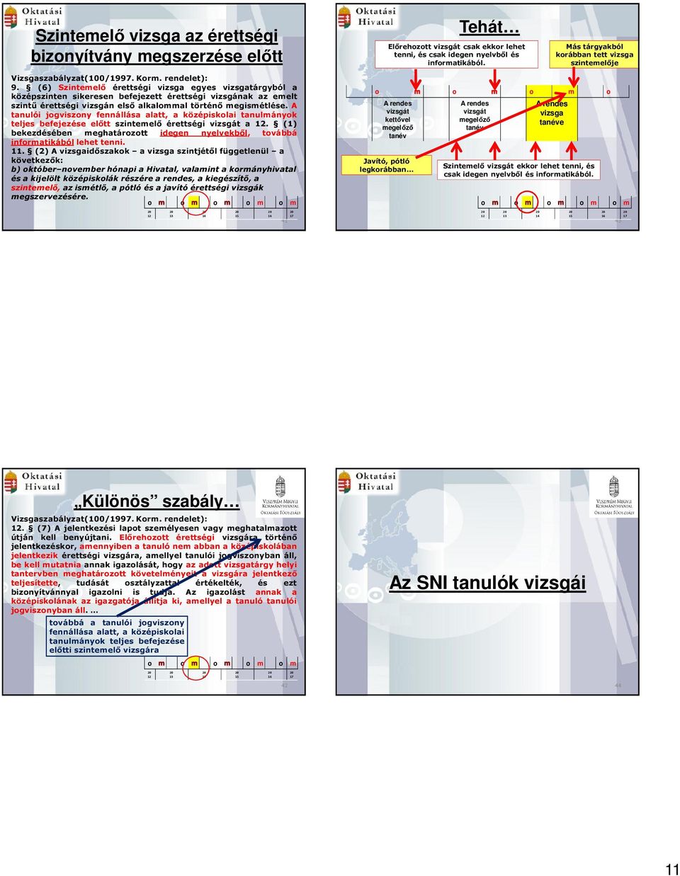 (6) Szintemelő érettségi vizsga egyes vizsgatárgyból a középszinten sikeresen befejezett érettségi vizsgának az emelt szintű érettségi vizsgán első alkalommal történő megismétlése.