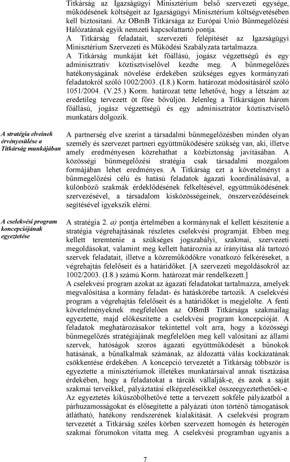 A Titkárság feladatait, szervezeti felépítését az Igazságügyi Minisztérium Szervezeti és Működési Szabályzata tartalmazza.