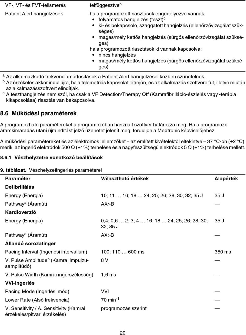 (sürgős ellenőrzővizsgálat szükséges) a Az alkalmazkodó frekvenciamódosítások a Patient Alert hangjelzései közben szünetelnek.