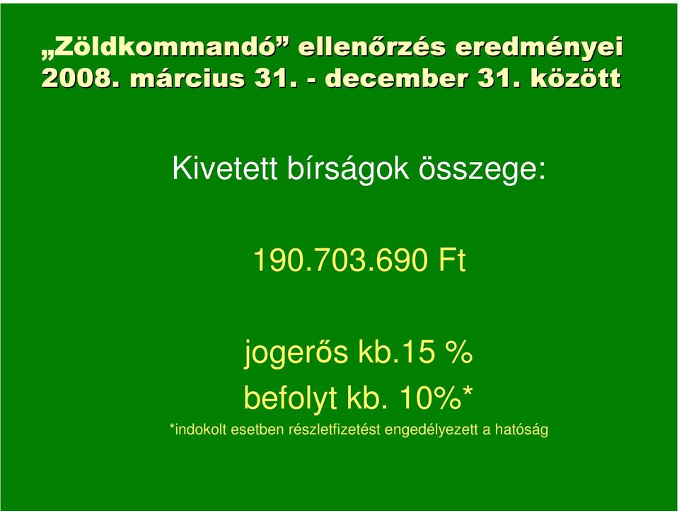 között Kivetett bírságok összege: 190.703.