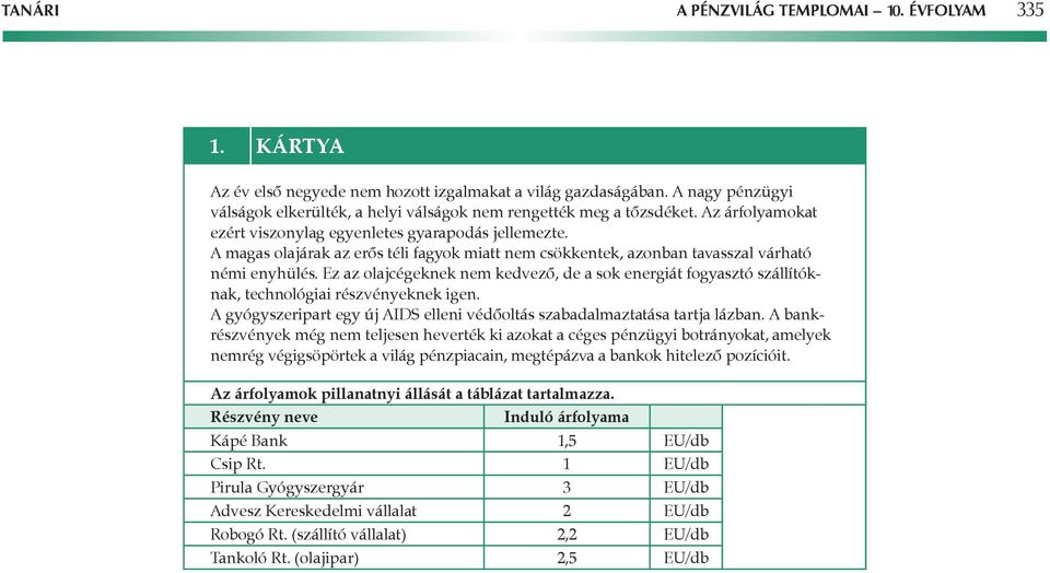 Ez az olajcégeknek nem kedvezô, de a sok energiát fogyasztó szállítóknak, technológiai részvényeknek igen. gyógyszeripart egy új IDS elleni védôoltás szabadalmaztatása tartja lázban.