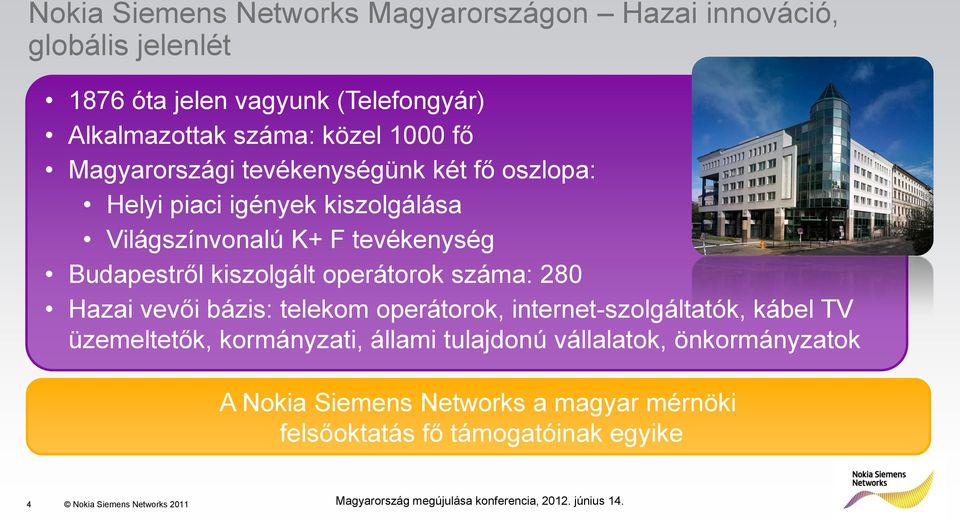 kiszolgált operátorok száma: 280 Hazai vevői bázis: telekom operátorok, internet-szolgáltatók, kábel TV üzemeltetők, kormányzati, állami