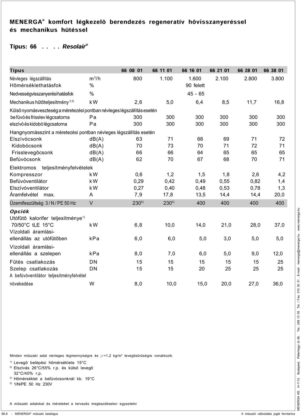 légszállítás esetén be fúvó és frisslev légcsatorna Pa 300 300 300 300 300 300 elszívó és kidobó légcsatorna Pa 300 300 300 300 300 300 Hangnyomásszint a méretezési pontban névleges légszállítás