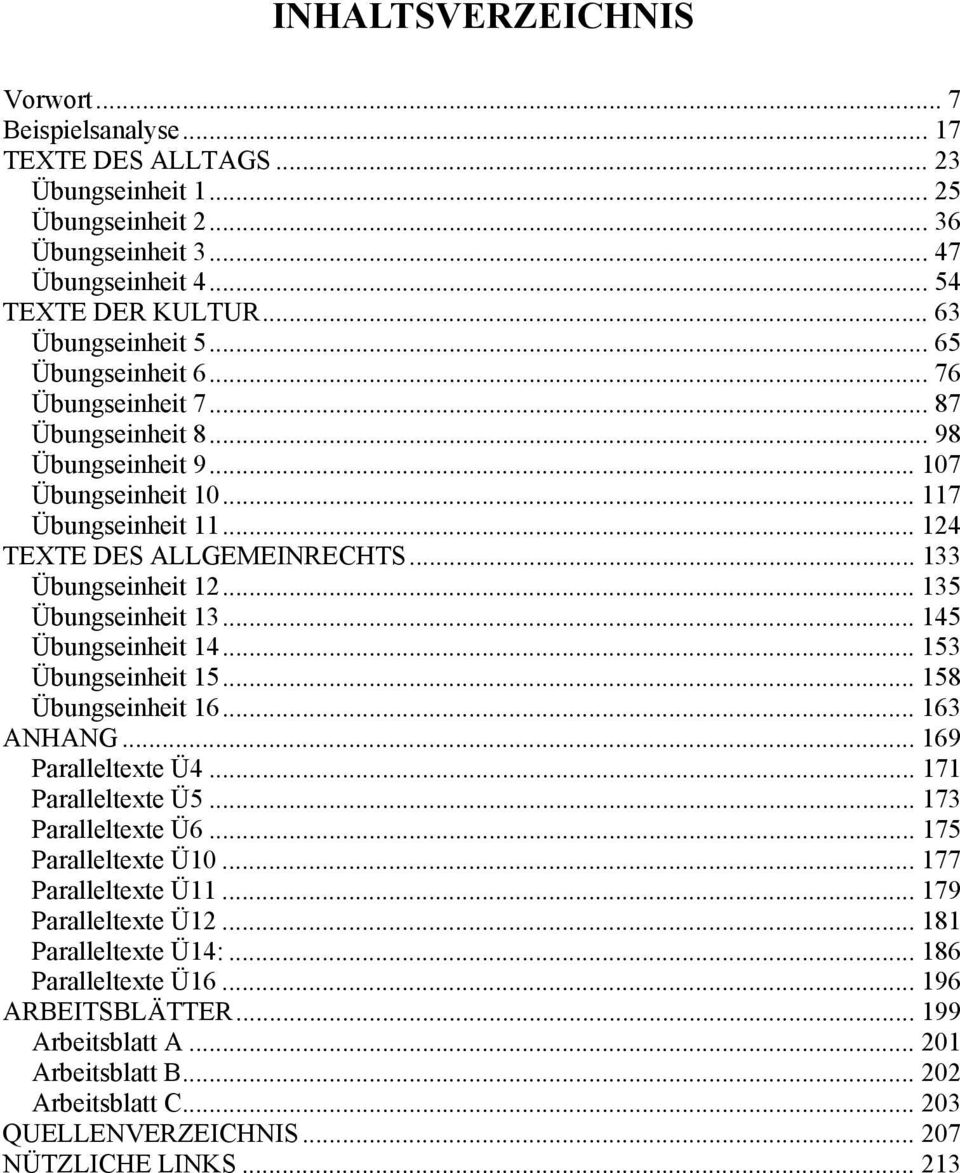 .. 133 Übungseinheit 12... 135 Übungseinheit 13... 145 Übungseinheit 14... 153 Übungseinheit 15... 158 Übungseinheit 16... 163 ANHANG... 169 Paralleltexte Ü4... 171 Paralleltexte Ü5.