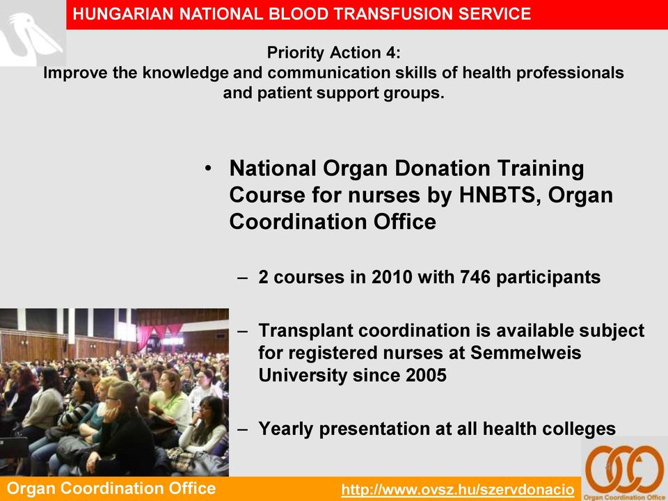 National Organ Donation Training Course for nurses by HNBTS, Organ Coordination Office 2 courses in 2010 with 746