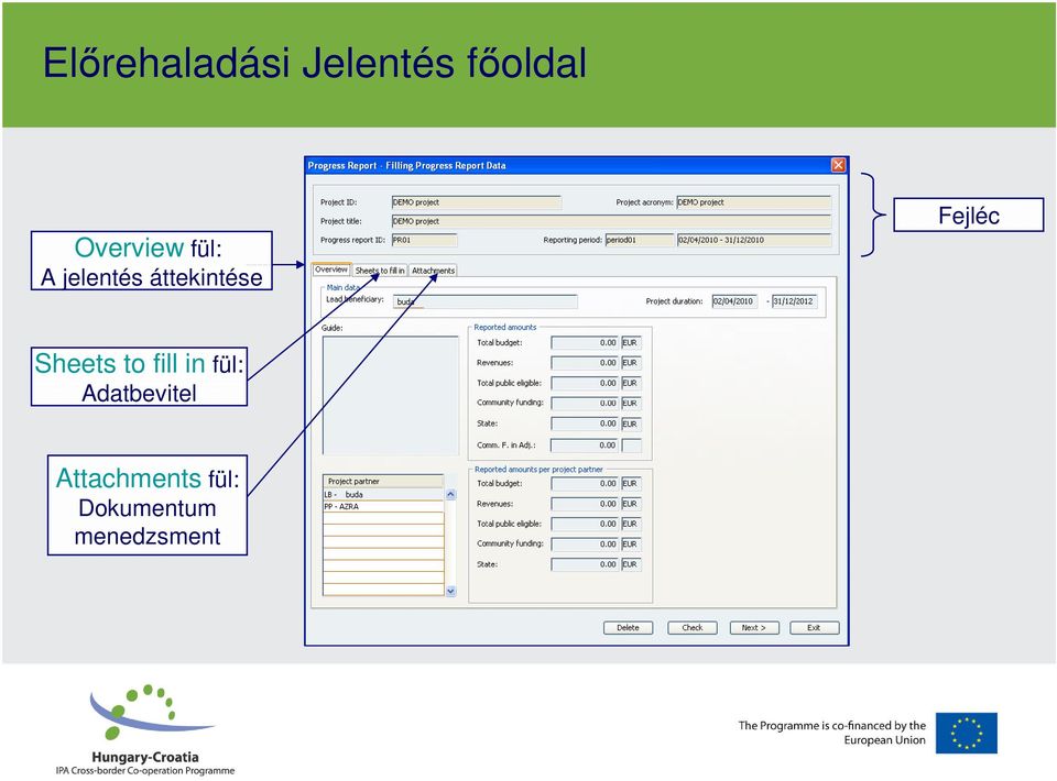 Fejléc Sheets to fill in fül: