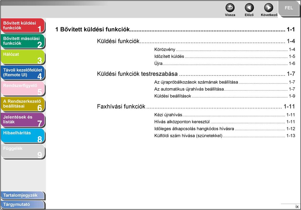 .. - Küldési beállítások... - Faxhívási... - Kézi újrahívás.